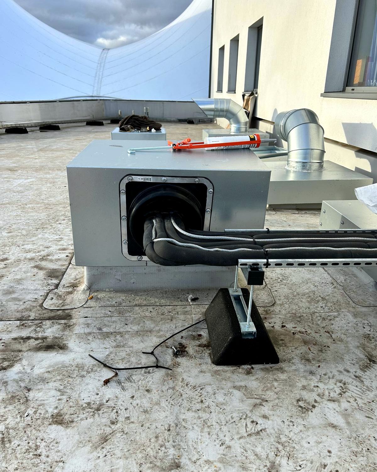 Commercial office interior with installed air conditioning