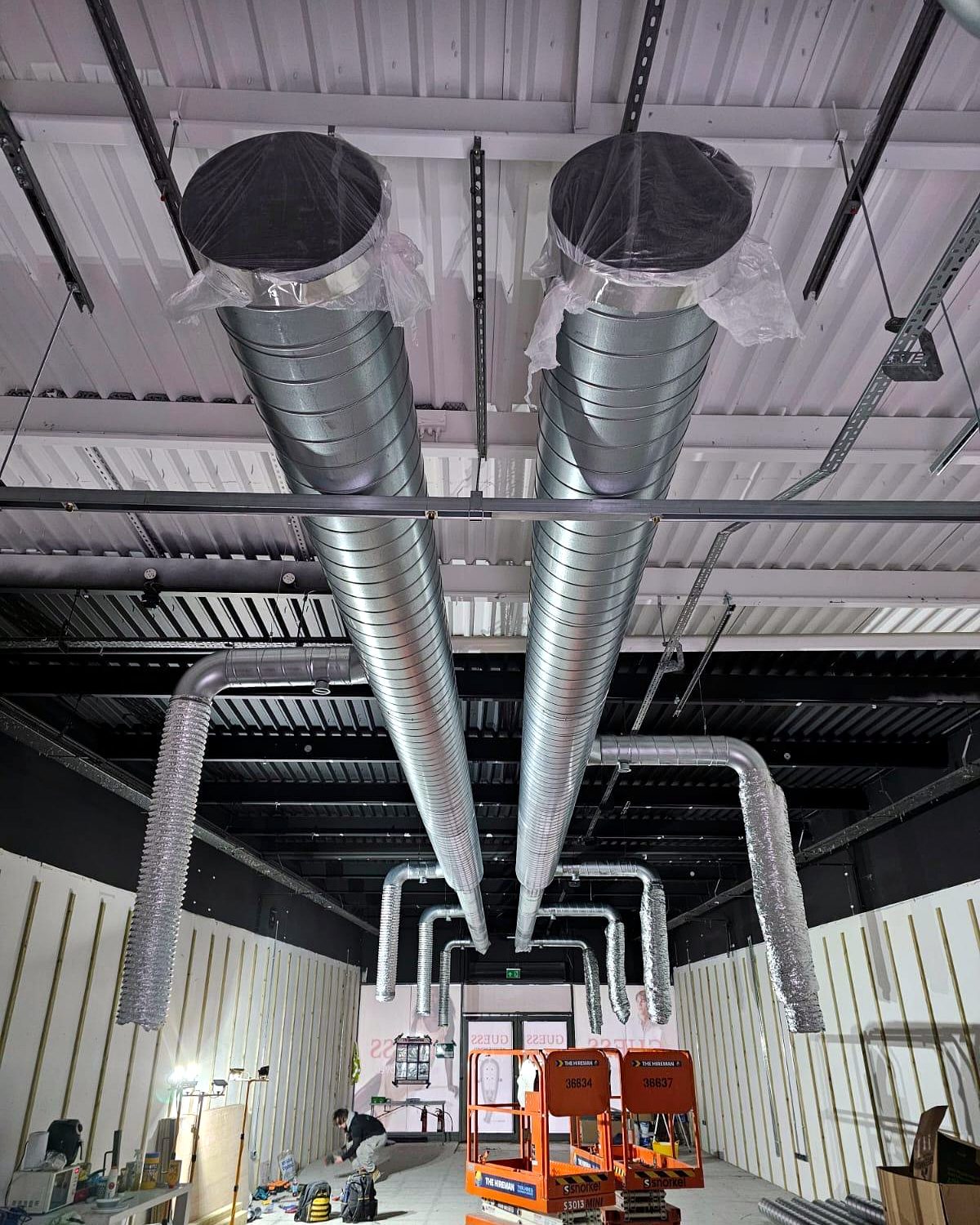 Gym interior with air conditioning system