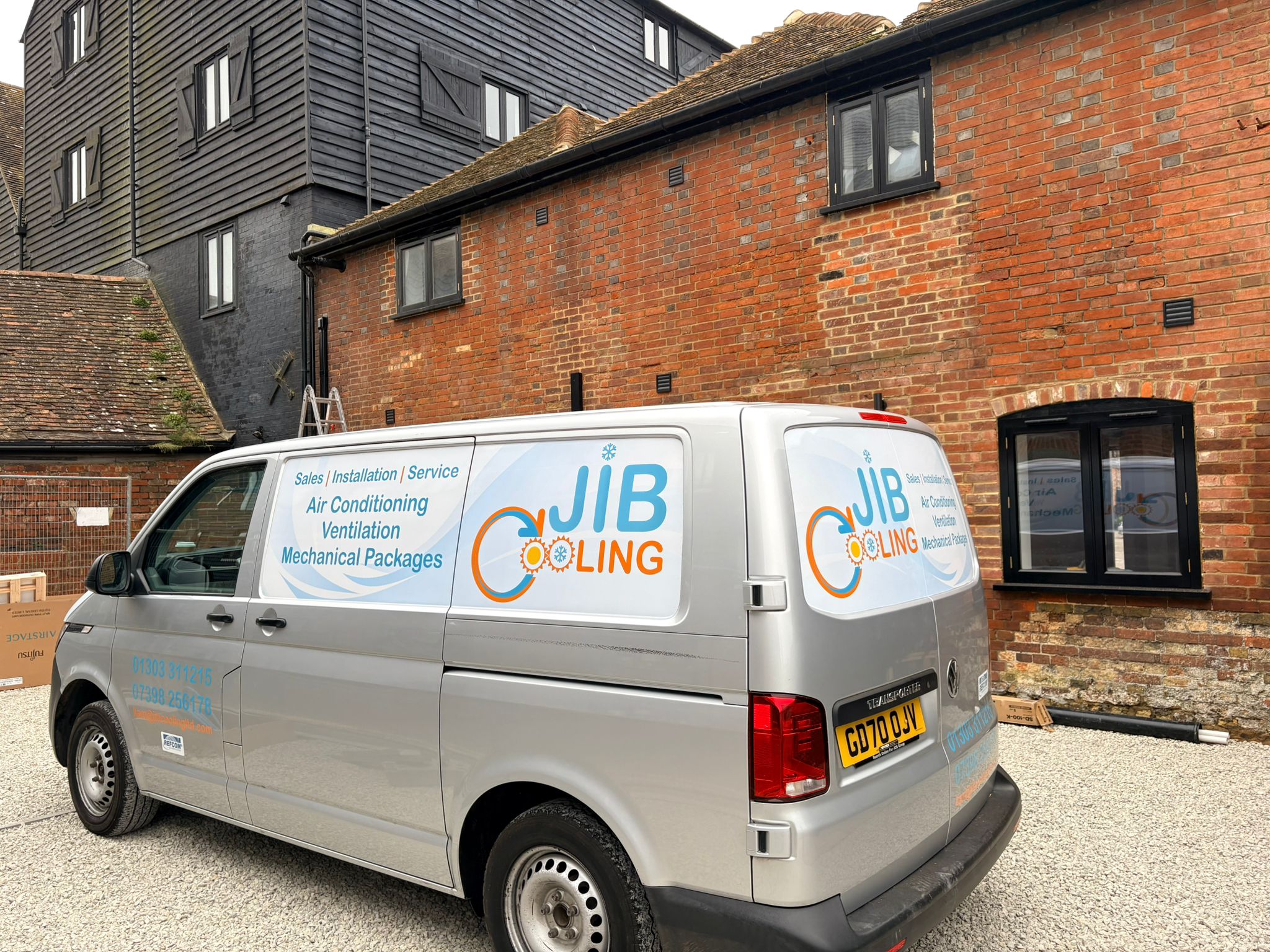 JIB Cooling engineer with the company van ready for an air conditioning installation in Kent